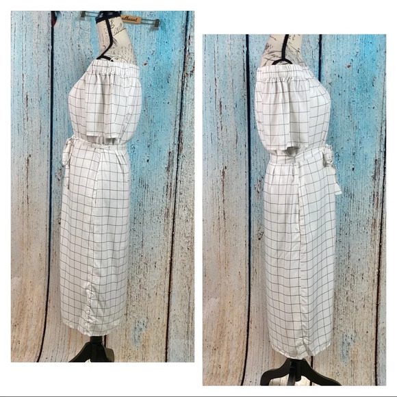 CHARLES HENRY NWT Ivory Checked Shirtdress - Picture 6 of 16
